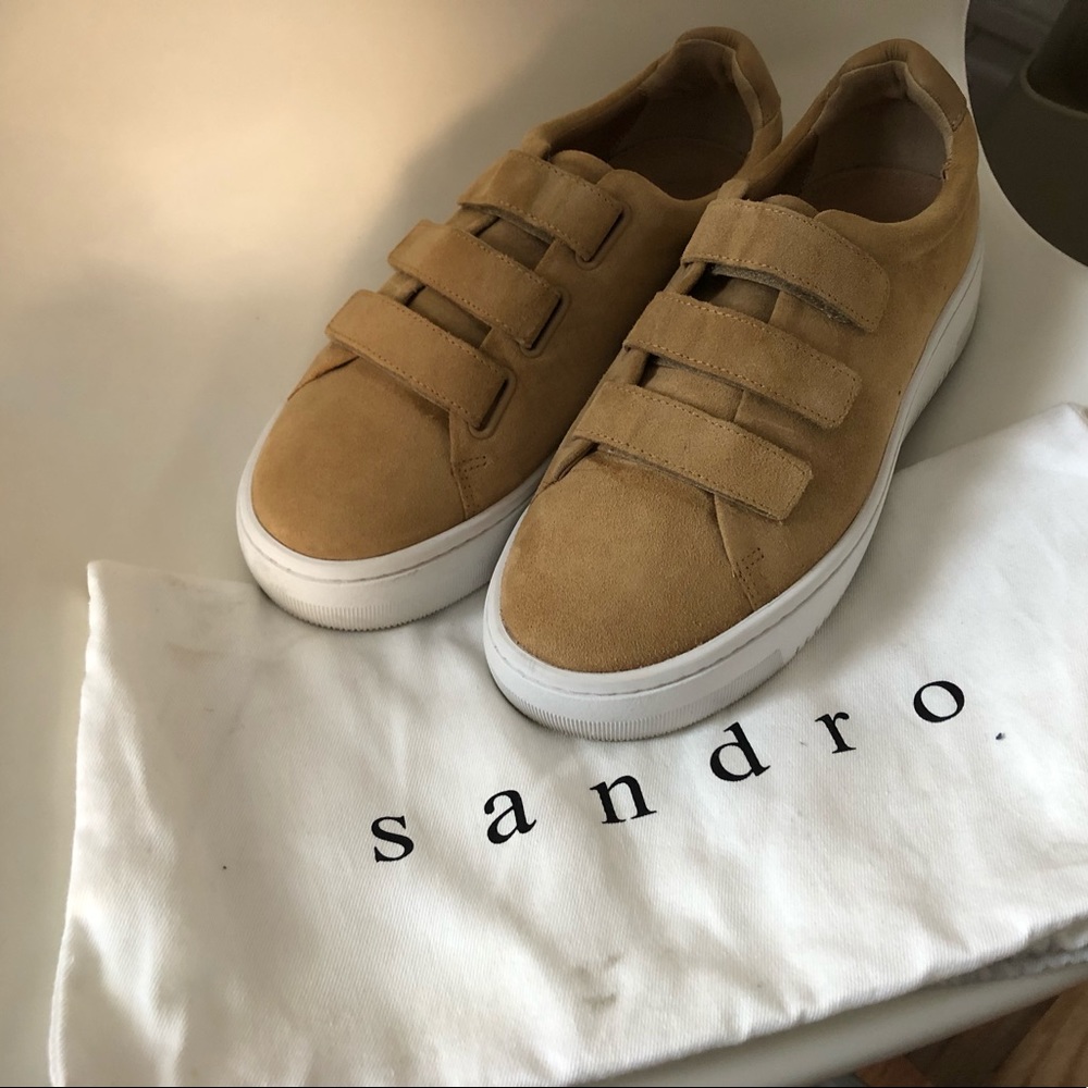 SANDRO LEATHER VELCRO SNEAKERS